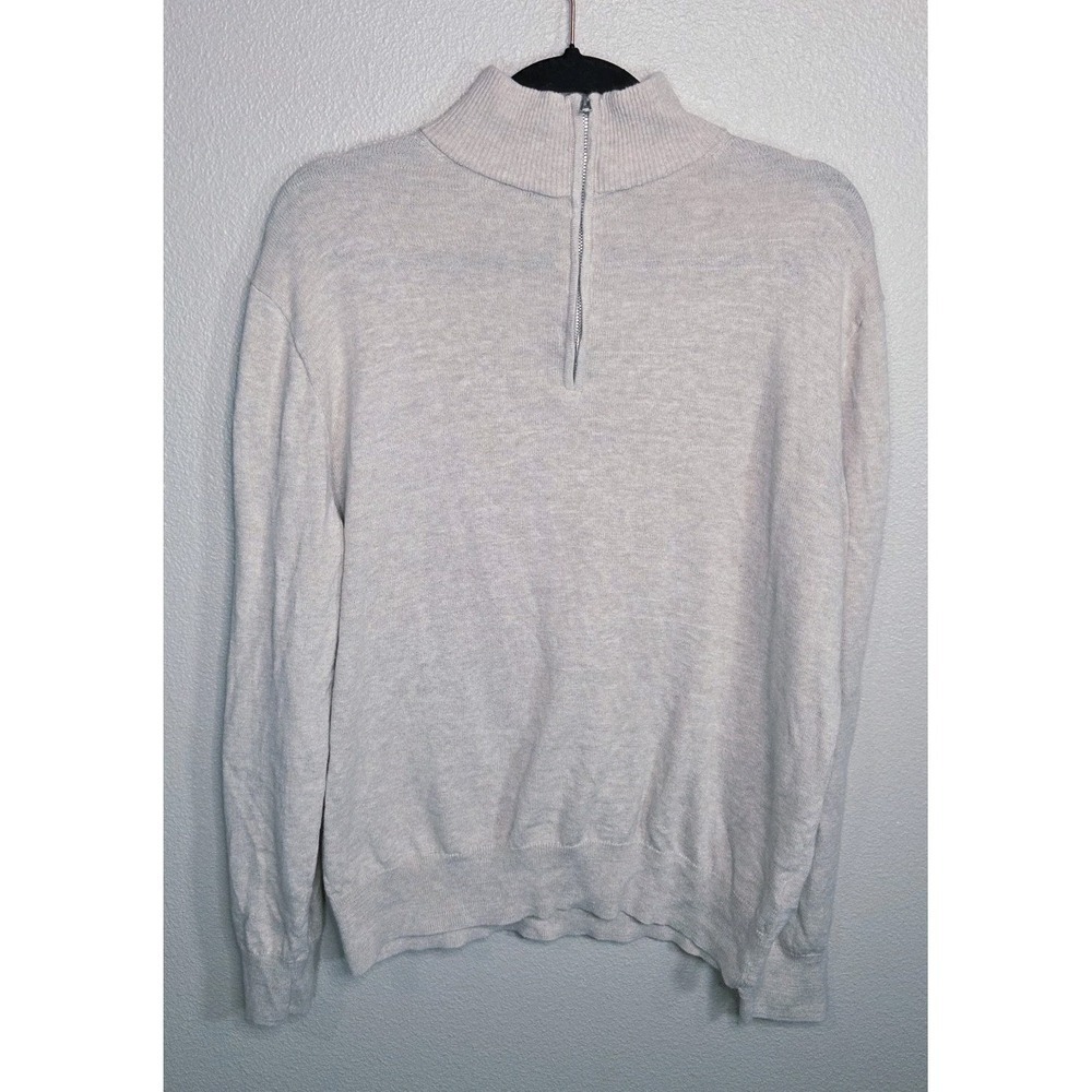 J.Crew Factory Cotton Quarter Zip Sweater Women's S/M Cream Mock Neck Pullover